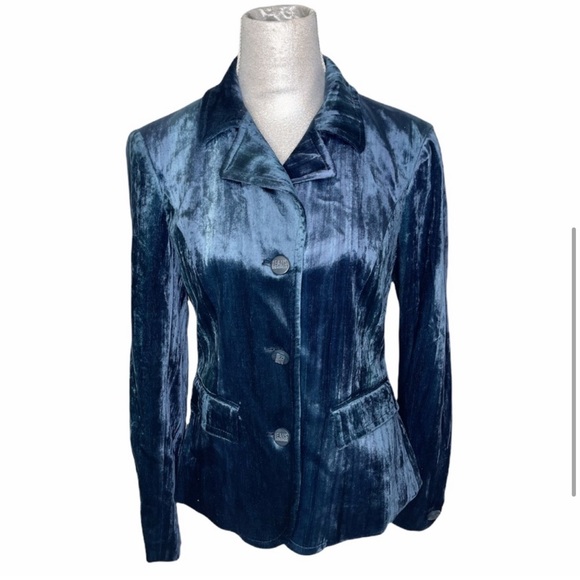 Iceberg Jeans Vintage Y2K Blue Velvet Velour Suit Blazer Pant Set 29 40 Italy - Picture 4 of 16